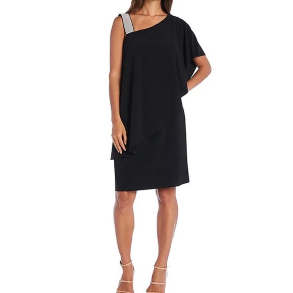 Women's R&M Richards Short Dress with Rhinestone Straps - Picture 2 of 4